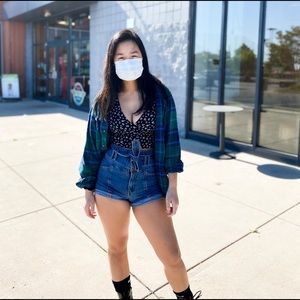 High Waisted Belted Denim Shorts